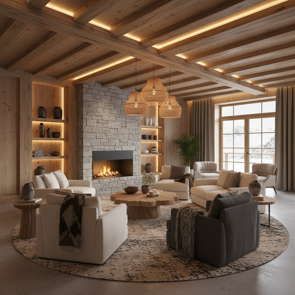 Lobby im modernen Alpenstil